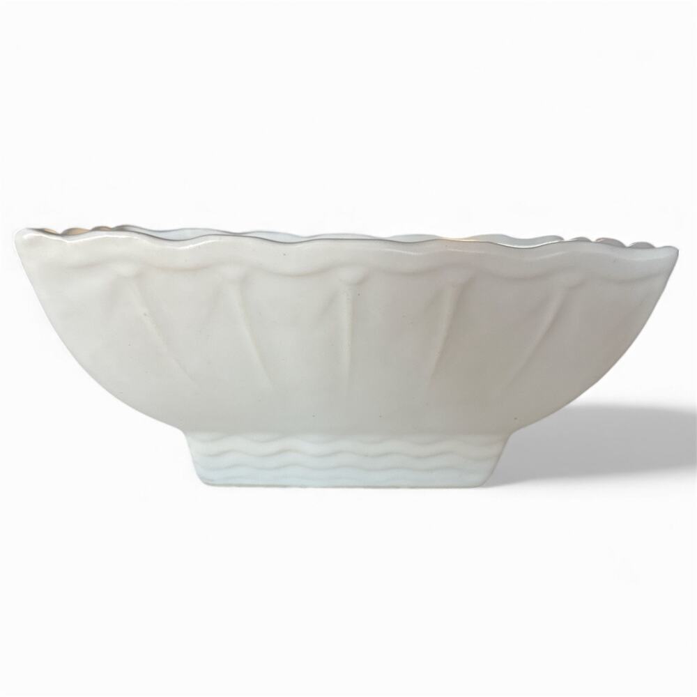 Vintage McCoy USA Pottery Cream White Planter 7"x4.5"x3" Mid Century